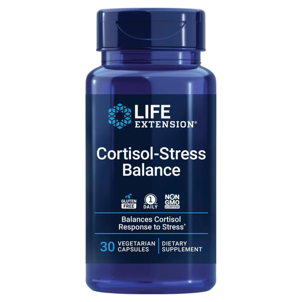 Life Extension Cortisol-Stress Balance, Relora Magnolia bark, Green Tea, Lychee Extract, Manage Stress, Maintain Healthy cortisol Levels, Gluten Free, Non-GMO, Vegetarian, 1-Daily, 30 Capsules