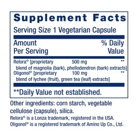 Life Extension Cortisol-Stress Balance, Relora Magnolia bark, Green Tea, Lychee Extract, Manage Stress, Maintain Healthy cortisol Levels, Gluten Free, Non-GMO, Vegetarian, 1-Daily, 30 Capsules