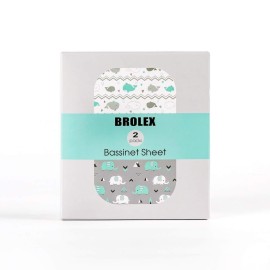 Stretch Fitted Bassinet Sheet Set BROLEX 2 Pack Cradle Sheets for Bassinet Pad/Mattress,Unisex Boys Girls,Ultra Soft,Elephant Whale Stretch Fitted Bassinet Sheet Set BROLEX 2 Pack Cradle Sheets for Bassinet Pad/Mattress,Unisex Boys Girls,Ultra Soft,Elephant Whale