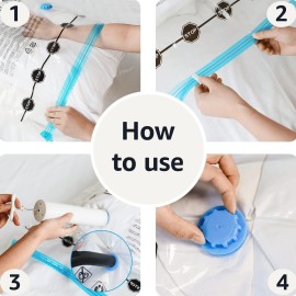 Amazon Basics Vacuum Compression Space Saving Storage Bags with Hand Pump for Clothes Packing, Jumbo, Clear, Pack of 6 Amazon Basics Vacuum Compression Space Saving Storage Bags with Hand Pump for Clothes Packing, Jumbo, Clear, Pack of 6