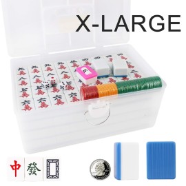 X - Large  Chinese Guangdong Tiles Mahjong Set 144 Tiles 1.5 x 1.2 x 0.9 Inches Easy-to-Read Game Set/Complete Set Gift/Birthday (Mah-Jongg, Mah Jongg, Majiang) (Sky Blue) X - Large  Chinese Guangdong Tiles Mahjong Set 144 Tiles 1.5 x 1.2 x 0.9 Inches Easy-to-Read Game Set/Complete Set Gift/Birthday (Mah-Jongg, Mah Jongg, Majiang) (Sky Blue)
