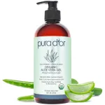 PURA D\'OR 16 Oz ORGANIC Aloe Vera Gel - Lavender - All Natural - ZERO Artificial Preservatives - Deeply Hydrating & Moisturizing - Sunburn, Bug Bites, Rashes, Small Cuts, Eczema Relief - Skin & Hair