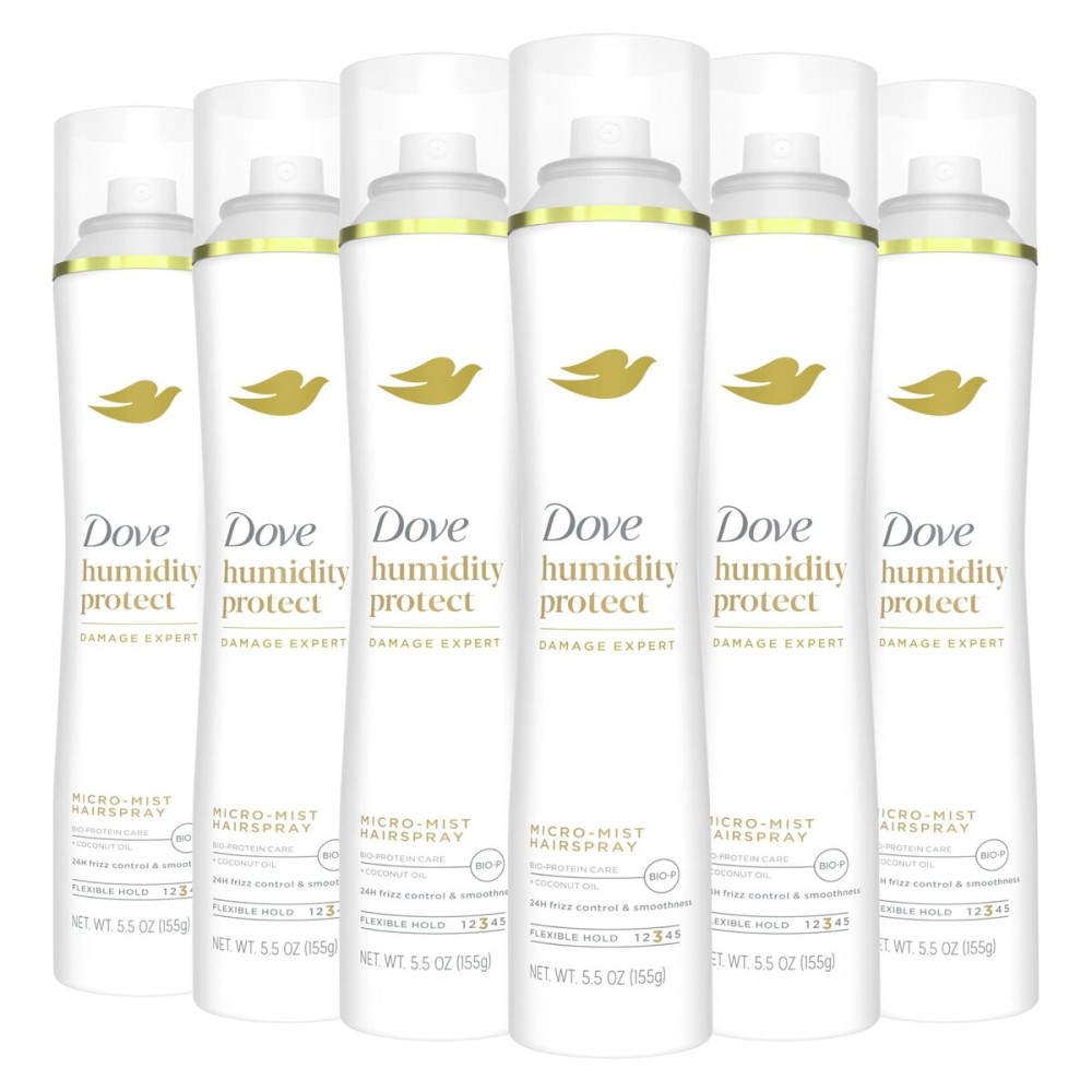 Dove Flexible Hold Hairspray Humidity Protect Micro-Mist Pack of 6 for Long-lasting Hold, All-day Flexible Hold for 24H Frizz Control 5.5 oz Dove Flexible Hold Hairspray Humidity Protect Micro-Mist Pack of 6 for Long-lasting Hold, All-day Flexible Hold for 24H Frizz Control 5.5 oz