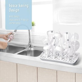 Baby Bottle Drying Rack with Tray, Termichy High Capacity Bottle Dryer Holder for Bottles, Teats, Cups, Pump Parts and Accessories, Gray Baby Bottle Drying Rack with Tray, Termichy High Capacity Bottle Dryer Holder for Bottles, Teats, Cups, Pump Parts and Accessories, Gray