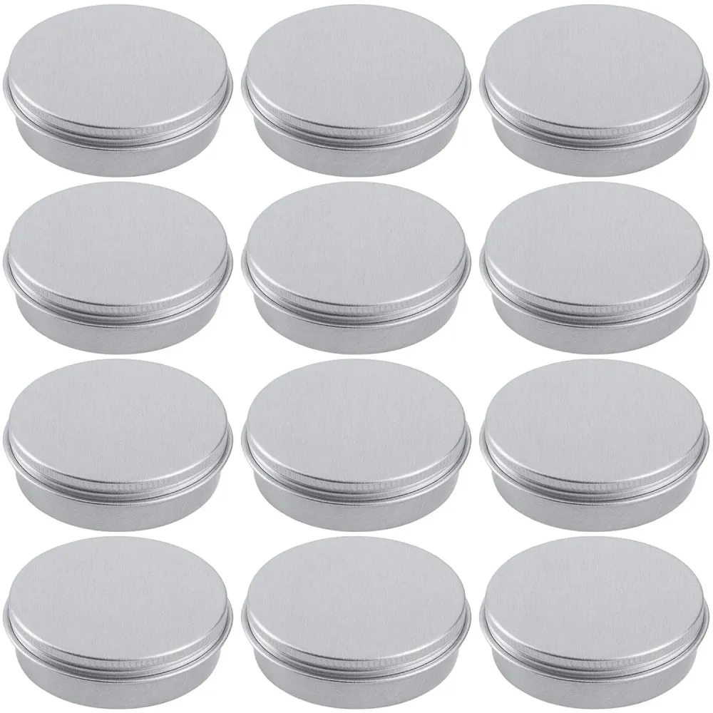 2 Ounce Aluminum Tin Jar Refillable Containers 60 ml Aluminum Screw Lid Round Tin Container Bottle for Cosmetic,Lip Balm, Cream, 12 Pack. 2 Ounce Aluminum Tin Jar Refillable Containers 60 ml Aluminum Screw Lid Round Tin Container Bottle for Cosmetic,Lip Balm, Cream, 12 Pack.