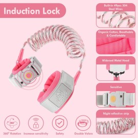 Lehoo Castle Upgraded Anti Lost Wrist Link, Kid Harness with Induction Lock, Safety Wrist Leash for Toddlers, Kids Backpack Leash, Child Leash Harness (Pink) Lehoo Castle Upgraded Anti Lost Wrist Link, Kid Harness with Induction Lock, Safety Wrist Leash for Toddlers, Kids Backpack Leash, Child Leash Harness (Pink)