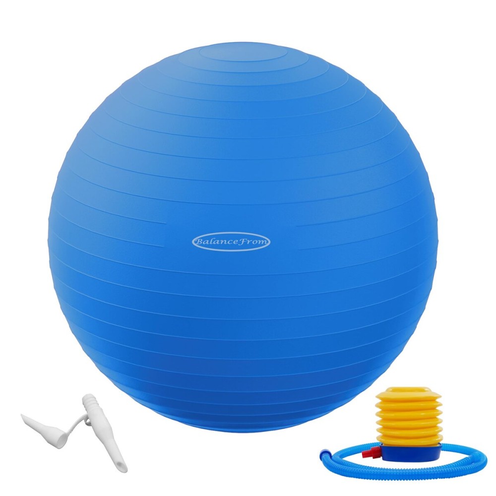 Signature Fitness Anti-Burst and Slip Resistant Exercise Ball Yoga Ball Fitness Ball Birthing Ball with Quick Pump, 2,000-Pound Capacity, Blue, 22-inch, M Signature Fitness Anti-Burst and Slip Resistant Exercise Ball Yoga Ball Fitness Ball Birthing Ball with Quick Pump, 2,000-Pound Capacity, Blue, 22-inch, M