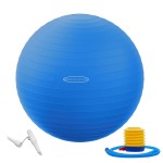 Signature Fitness Anti-Burst and Slip Resistant Exercise Ball Yoga Ball Fitness Ball Birthing Ball with Quick Pump, 2,000-Pound Capacity, Blue, 22-inch, M