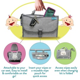 Kopi Baby Portable Diaper Changing Pad - Baby Diaper Changer Travel Bag with Wipes Pocket, Smart Design Portable Changing Mat, Infant Travel Station Kit, Gift for Newborn Girl & Boy - Grey, Classic Kopi Baby Portable Diaper Changing Pad - Baby Diaper Changer Travel Bag with Wipes Pocket, Smart Design Portable Changing Mat, Infant Travel Station Kit, Gift for Newborn Girl & Boy - Grey, Classic
