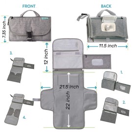 Kopi Baby Portable Diaper Changing Pad - Baby Diaper Changer Travel Bag with Wipes Pocket, Smart Design Portable Changing Mat, Infant Travel Station Kit, Gift for Newborn Girl & Boy - Grey, Classic Kopi Baby Portable Diaper Changing Pad - Baby Diaper Changer Travel Bag with Wipes Pocket, Smart Design Portable Changing Mat, Infant Travel Station Kit, Gift for Newborn Girl & Boy - Grey, Classic