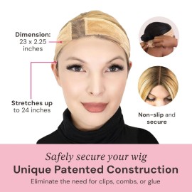 MILANO COLLECTION Wigrip, Premium Lace Wig Band for Women, Fully Adjustable & Reinforced Lace Wig Grip Band by Hairline, Comfortable and Secure Glueless Velvet Headband, Nude MILANO COLLECTION Wigrip, Premium Lace Wig Band for Women, Fully Adjustable & Reinforced Lace Wig Grip Band by Hairline, Comfortable and Secure Glueless Velvet Headband, Nude