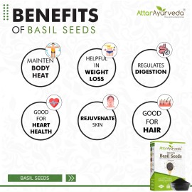 Attar Ayurveda Sabja Basil Seeds Rich in Protein, Fiber, Vitamins & Minerals Reduces Body Heat 100% Pure and Natural No Preservative Vegan Friendly Non-GMO 17.6 Ounce Attar Ayurveda Sabja Basil Seeds Rich in Protein, Fiber, Vitamins & Minerals Reduces Body Heat 100% Pure and Natural No Preservative Vegan Friendly Non-GMO 17.6 Ounce
