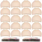 MORGLES 20 Pcs Wig Cap Beige, Stretchy Nylon Wig Caps for Women