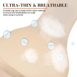 MORGLES 20 Pcs Wig Cap Beige, Stretchy Nylon Wig Caps for Women