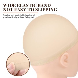 MORGLES 20 Pcs Wig Cap Beige, Stretchy Nylon Wig Caps for Women