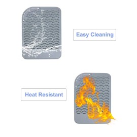 Heat Resistant Mat for Curling Iron, Flat Irons and Hair Straightener Hair Styling Tools 9 x 6.5, Food Grade Silicone, Grey Heat Resistant Mat for Curling Iron, Flat Irons and Hair Straightener Hair Styling Tools 9 x 6.5, Food Grade Silicone, Grey