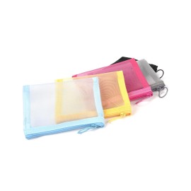 patu Mini Zipper Mesh Bags, 4 x 5, Size S / A7, 5 Pieces, Beauty Makeup Lipstick Cosmetic Accessories Organizer, Small Travel Kit Storage Pouch, Assorted Colors