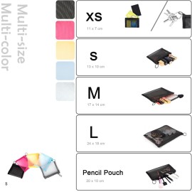 patu Mini Zipper Mesh Bags, 4 x 5, Size S / A7, 5 Pieces, Beauty Makeup Lipstick Cosmetic Accessories Organizer, Small Travel Kit Storage Pouch, Assorted Colors