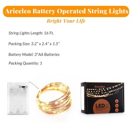 Ariceleo Led Fairy Lights Battery Operated, 1 Pack Mini Battery Powered Copper Wire Starry Fairy Lights for Bedroom, Christmas, Parties, Wedding, Centerpiece, Decoration (5m/16ft Warm White) Ariceleo Led Fairy Lights Battery Operated, 1 Pack Mini Battery Powered Copper Wire Starry Fairy Lights for Bedroom, Christmas, Parties, Wedding, Centerpiece, Decoration (5m/16ft Warm White)