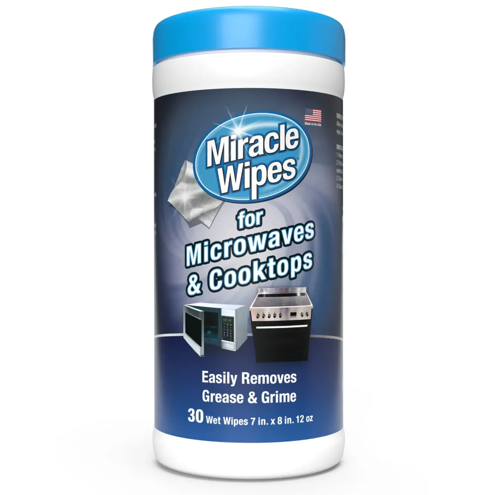 MiracleWipes for Microwaves and Cooktops, Easily Removes Food and Grime Buildup, Safe and Convenient Stove Top Cleaner, Great for Home and Kitchen Use - 30 Count MiracleWipes for Microwaves and Cooktops, Easily Removes Food and Grime Buildup, Safe and Convenient Stove Top Cleaner, Great for Home and Kitchen Use - 30 Count