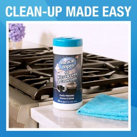 MiracleWipes for Microwaves and Cooktops, Easily Removes Food and Grime Buildup, Safe and Convenient Stove Top Cleaner, Great for Home and Kitchen Use - 30 Count MiracleWipes for Microwaves and Cooktops, Easily Removes Food and Grime Buildup, Safe and Convenient Stove Top Cleaner, Great for Home and Kitchen Use - 30 Count