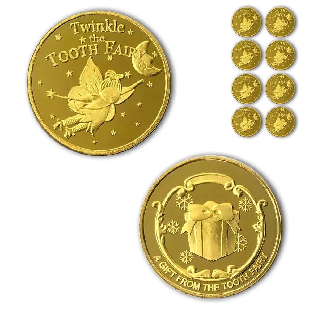 NLR FUN Tooth Fairy Coins Classic Tooth Fairy Golden Coins, Keepsake for Lost Tooth Kids (4 PCS) NLR FUN Tooth Fairy Coins Classic Tooth Fairy Golden Coins, Keepsake for Lost Tooth Kids (4 PCS)