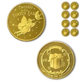 NLR FUN Tooth Fairy Coins Classic Tooth Fairy Golden Coins, Keepsake for Lost Tooth Kids (4 PCS)