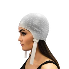 Dompel Silicone Highlight Hair Cap | Reusable Professional Silicone Cap with Needle | Special for Hair Dyeing | Model 233 CA