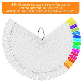 JASSINS 50 Pcs Nail Swatch Sticks with Ring and Numbered Tips - Clear Fan-shaped Display for Nail Art Polish Practice JASSINS 50 Pcs Nail Swatch Sticks with Ring and Numbered Tips - Clear Fan-shaped Display for Nail Art Polish Practice