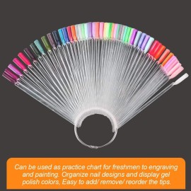 JASSINS 50 Pcs Nail Swatch Sticks with Ring and Numbered Tips - Clear Fan-shaped Display for Nail Art Polish Practice JASSINS 50 Pcs Nail Swatch Sticks with Ring and Numbered Tips - Clear Fan-shaped Display for Nail Art Polish Practice