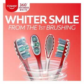 Colgate 360 Optic White Advanced Whitening Toothbrush, Adult Medium Toothbrush with Whitening Cups, Helps Whiten Teeth and Removes Odor Causing Bacteria, 2 Pack Colgate 360 Optic White Advanced Whitening Toothbrush, Adult Medium Toothbrush with Whitening Cups, Helps Whiten Teeth and Removes Odor Causing Bacteria, 2 Pack