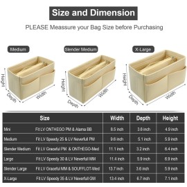 OMYSTYLE Purse Organizer Insert, Felt Tote Bag Organizer Insert with 5 Sizes, Handbag Dividers for Inside Purse, Compatible with Longchamp, Neverful, Speedy and More