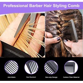 AFT90 Carbon Fiber Cutting Comb, Professional 8.15 Styling Comb, Hairdressing Comb For All Hair Types, Fine and Wide Tooth Hair Barber Comb AFT90 Carbon Fiber Cutting Comb, Professional 8.15 Styling Comb, Hairdressing Comb For All Hair Types, Fine and Wide Tooth Hair Barber Comb