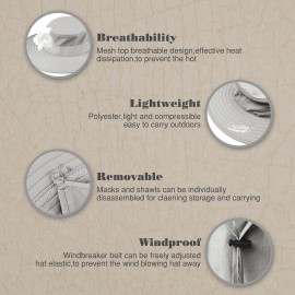 Fishing Hat,Sun Cap with UPF 50+ Sun Protection and Neck Flap,for Man and Women Light Grey Fishing Hat,Sun Cap with UPF 50+ Sun Protection and Neck Flap,for Man and Women Light Grey