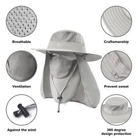 Fishing Hat,Sun Cap with UPF 50+ Sun Protection and Neck Flap,for Man and Women Light Grey Fishing Hat,Sun Cap with UPF 50+ Sun Protection and Neck Flap,for Man and Women Light Grey