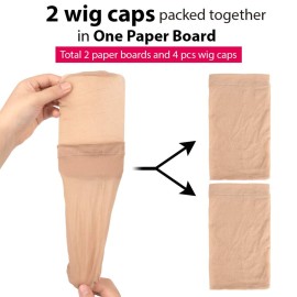 Fandamei 4 pieces Light Brown Stocking Wig Caps Stretchy Nylon Wig Caps for Women Fandamei 4 pieces Light Brown Stocking Wig Caps Stretchy Nylon Wig Caps for Women