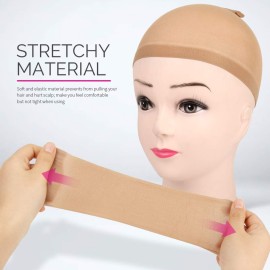 Fandamei 4 pieces Light Brown Stocking Wig Caps Stretchy Nylon Wig Caps for Women Fandamei 4 pieces Light Brown Stocking Wig Caps Stretchy Nylon Wig Caps for Women