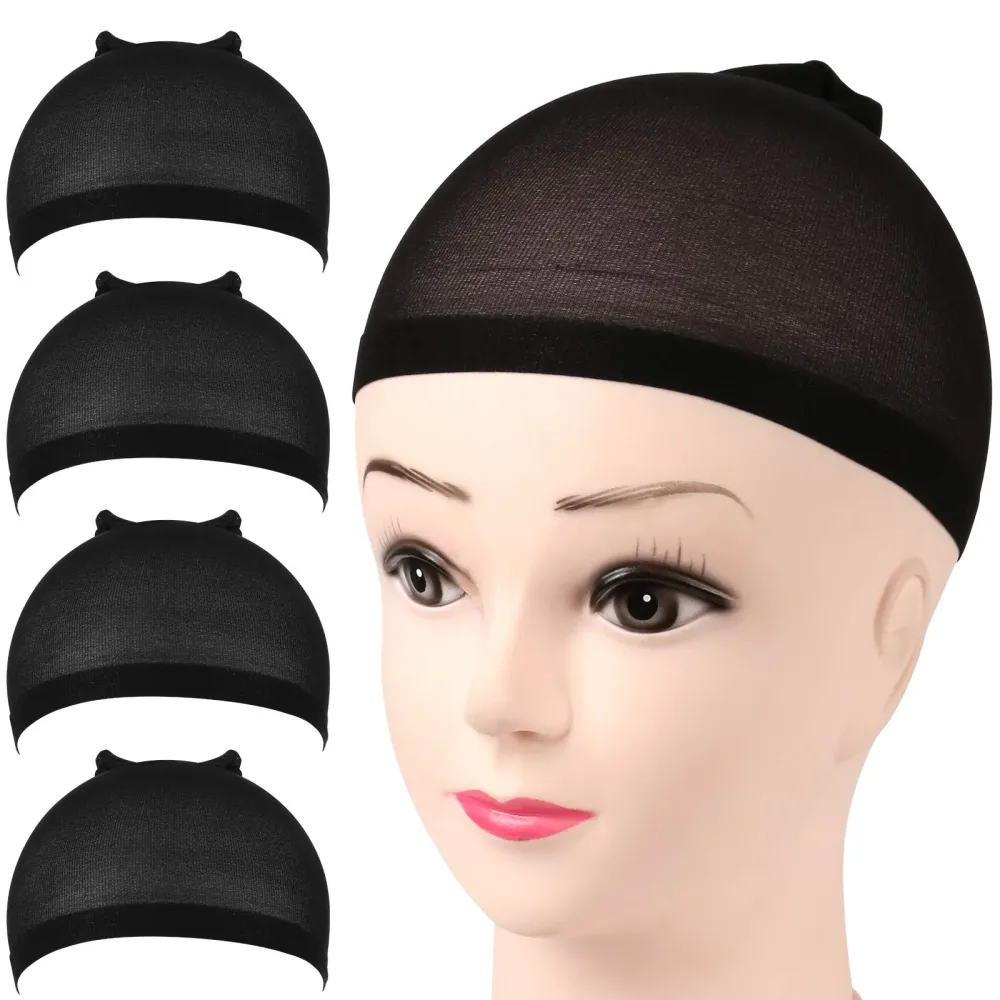 FANDAMEI Wig Cap, Nylon Wig Caps, 4 Pieces Stocking Wig Caps for Women (Black FANDAMEI Wig Cap, Nylon Wig Caps, 4 Pieces Stocking Wig Caps for Women (Black