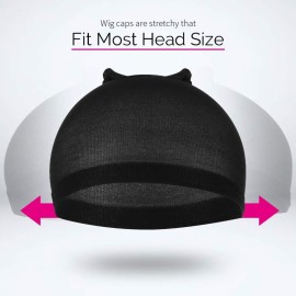 FANDAMEI Wig Cap, Nylon Wig Caps, 4 Pieces Stocking Wig Caps for Women (Black FANDAMEI Wig Cap, Nylon Wig Caps, 4 Pieces Stocking Wig Caps for Women (Black