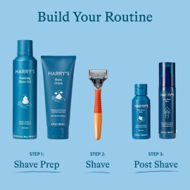 Harry\'s Shaving Kit for Men - Razor Handle, 5 Razor Blade Refills, Foaming Shave Gel, and Travel Blade Cover - Ember