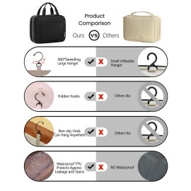 BAGSMART Toiletry Bag Travel Bag with Hanging Hook, Water-resistant Makeup Cosmetic Bag Travel Organizer for Accessories, Shampoo, Full-size Container, Toiletries (Black, Medium) BAGSMART Toiletry Bag Travel Bag with Hanging Hook, Water-resistant Makeup Cosmetic Bag Travel Organizer for Accessories, Shampoo, Full-size Container, Toiletries (Black, Medium)