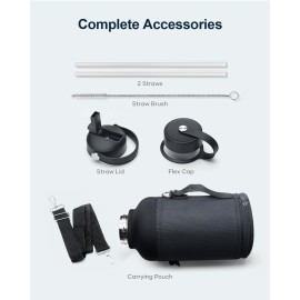 BUZIO Vacuum Insulated Stainless Steel Water Bottle 64oz (Cold for 48 Hrs/Hot for 24 Hrs) BPA Free Double Wall Travel Mug/Flask for Outdoor Sports Hiking, Cycling, Camping, Running