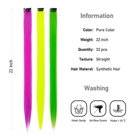 KGBFASS 32Packs Colored Hair Extensions 20Inch Straight Color Clip in on Hair Extension Rainbow Party Highlights Synthetic Hairpiece for Girls (16 colors) KGBFASS 32Packs Colored Hair Extensions 20Inch Straight Color Clip in on Hair Extension Rainbow Party Highlights Synthetic Hairpiece for Girls (16 colors)