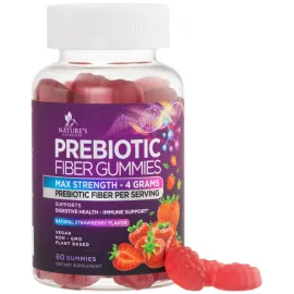 Fiber Gummies for Adults, Daily 4g Gummy Fiber Supplement, Prebiotic Gummy Digestive Health Support - Plant Based Soluble Fiber Chews, Prebiotics Supports Regularity & Digestion Non-GMO - 60 Gummies