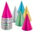 BLUE PANDA 50 Pack Birthday Party Cone Hats for Kids and Adults, Bulk Set in 5 Colors (Metallic Blue/Green/Gold/Silver/Hot Pink)