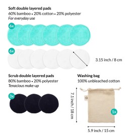 Reusable Makeup Remover Pads | Eco Friendly & Zero Waste Cotton Rounds | Beauty Products | 15 Natural & Organic Face Pads with Laundry Bag | Soft for All Skin Types | Bamboo Wipes for Facial Cleansing