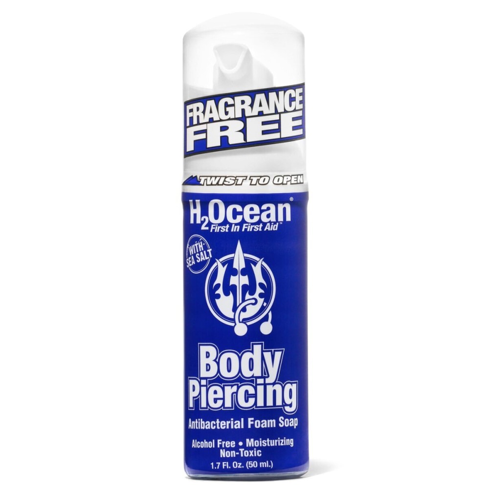 H2Ocean Body Piercing Foam Soap - Organic Sea Salt Piercing Aftercare with Aloe Vera, Alcohol-Free, Unscented, Vegan & Gentle Cleansing Tattoo and Piercing Soap for Healing & Moisturizing - 1.7oz H2Ocean Body Piercing Foam Soap - Organic Sea Salt Piercing Aftercare with Aloe Vera, Alcohol-Free, Unscented, Vegan & Gentle Cleansing Tattoo and Piercing Soap for Healing & Moisturizing - 1.7oz