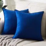 Fancy Homi 2 Packs Premium Faux Suede Decorative Throw Pillow Covers, Super Soft Square Pillow Case,Solid Cushion Cover for Couch/Sofa/Bedroom (18 x 18, Set of 2, Blue)