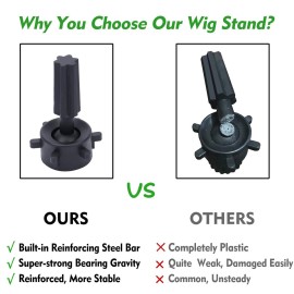 Klvied Reinforced Wig Stand Tripod Mannequin Head Stand, Adjustable Holder for Cosmetology Hairdressing Training with T-with Caps, T-Pins, Comb, Hair Clip, Carrying Bag Klvied Reinforced Wig Stand Tripod Mannequin Head Stand, Adjustable Holder for Cosmetology Hairdressing Training with T-with Caps, T-Pins, Comb, Hair Clip, Carrying Bag