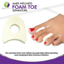 Premium Foam Toe Separators for Women and Men - Made in USA - Foam Toe Spacers for Corn, Blister, and Hammer Toe Relief - 1/4 Inch (50 Pack) Premium Foam Toe Separators for Women and Men - Made in USA - Foam Toe Spacers for Corn, Blister, and Hammer Toe Relief - 1/4 Inch (50 Pack)